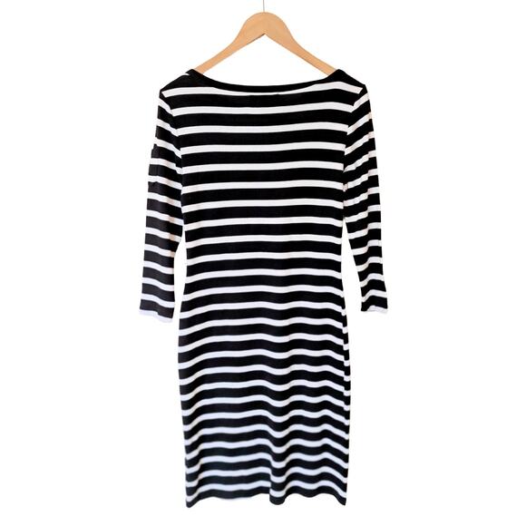 NWT LAUREN Ralph Lauren Striped Dress Size Medium Black & White Preppy Nautical - Picture 8 of 10